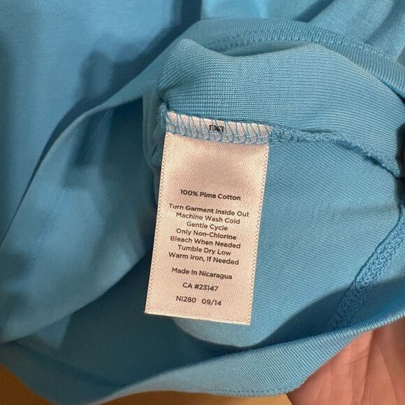 Talbots Aqua Blue Bateau Neck Cotton 3/4 Sleeve Shirt Petite Large NWT - Picture 5 of 5